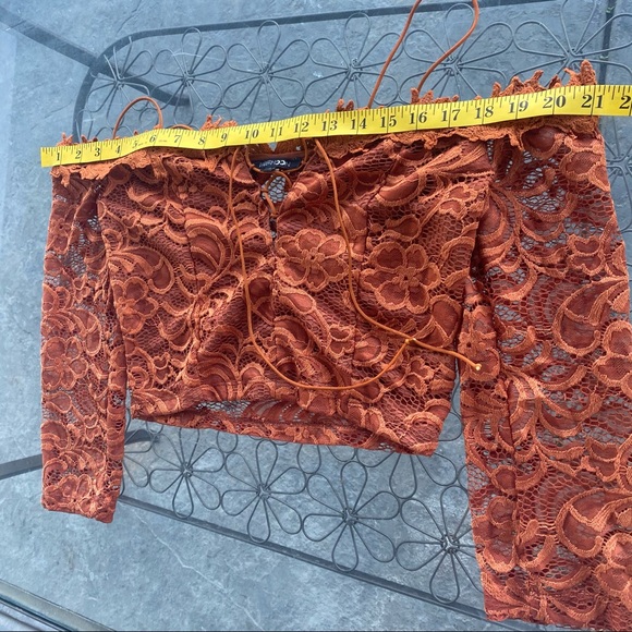 PaperMoon Burnt Orange Crop with Sleeves - Picture 11 of 13